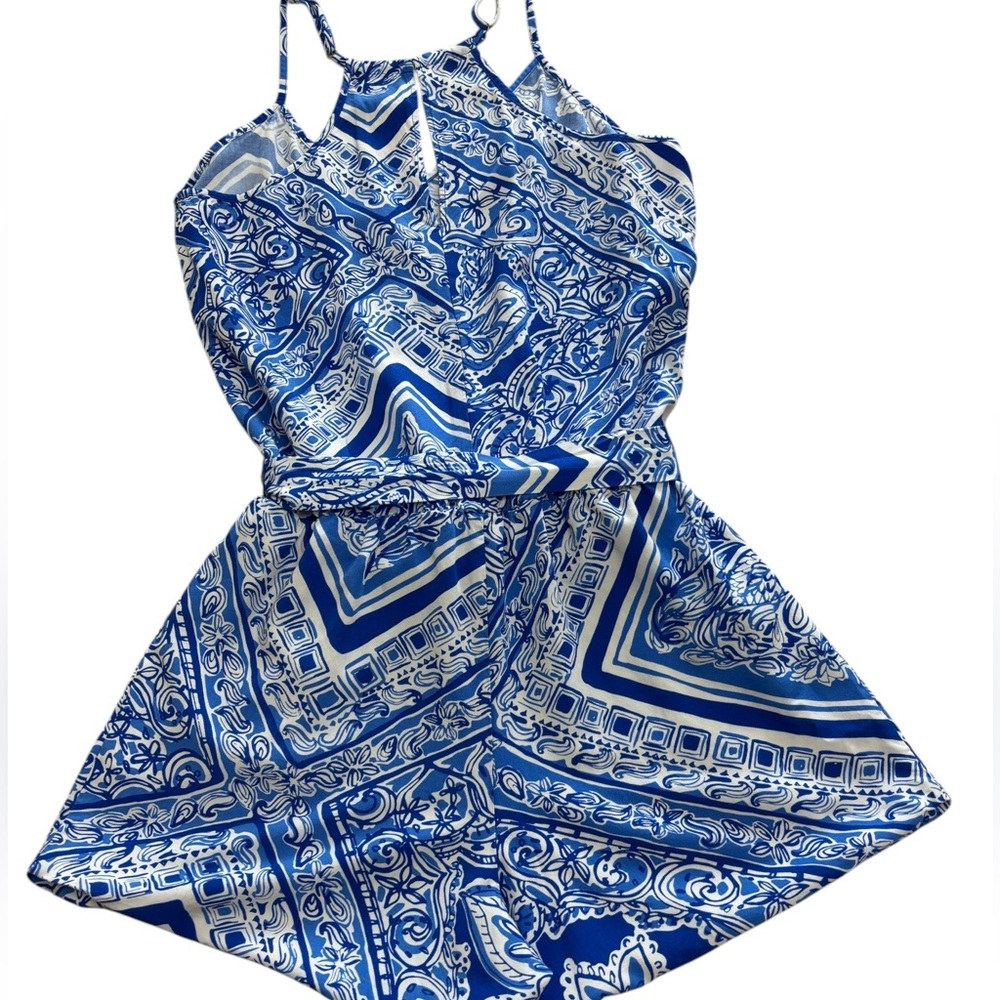 Lilly Pulitzer Dusk Blue Crush Romper Sz Small Lightweight Spring Summer Beach - Picture 8 of 12
